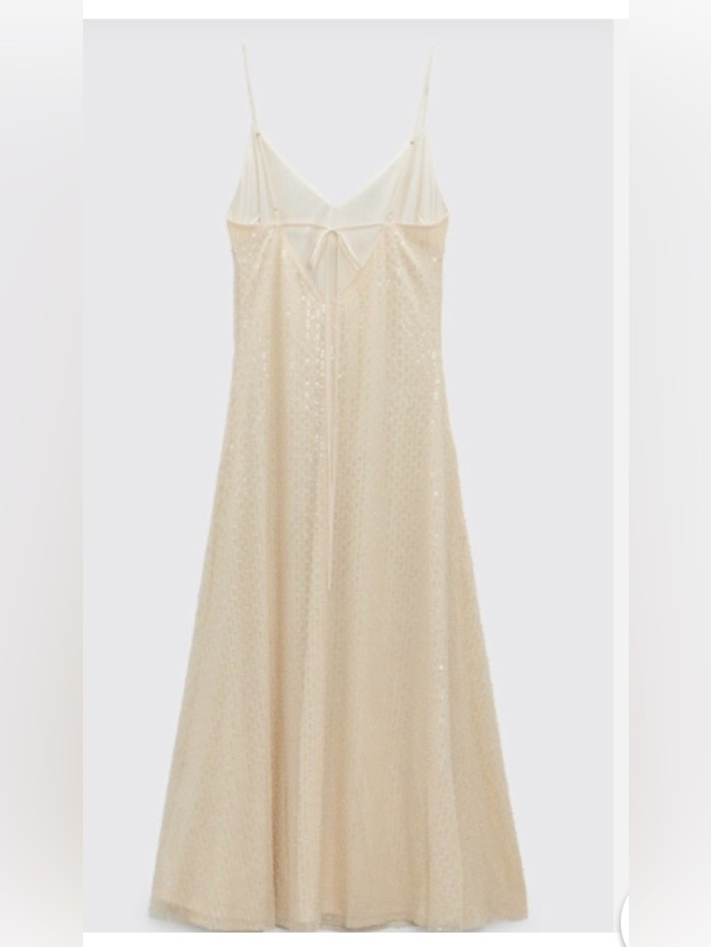 Zara Sequin Slip Maxi Dress in Champagne